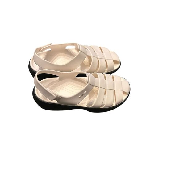 NWOB Croc Stomp Platform Fisherman Sandals Chalk White/Black Men8 Women 10 - Picture 5 of 16